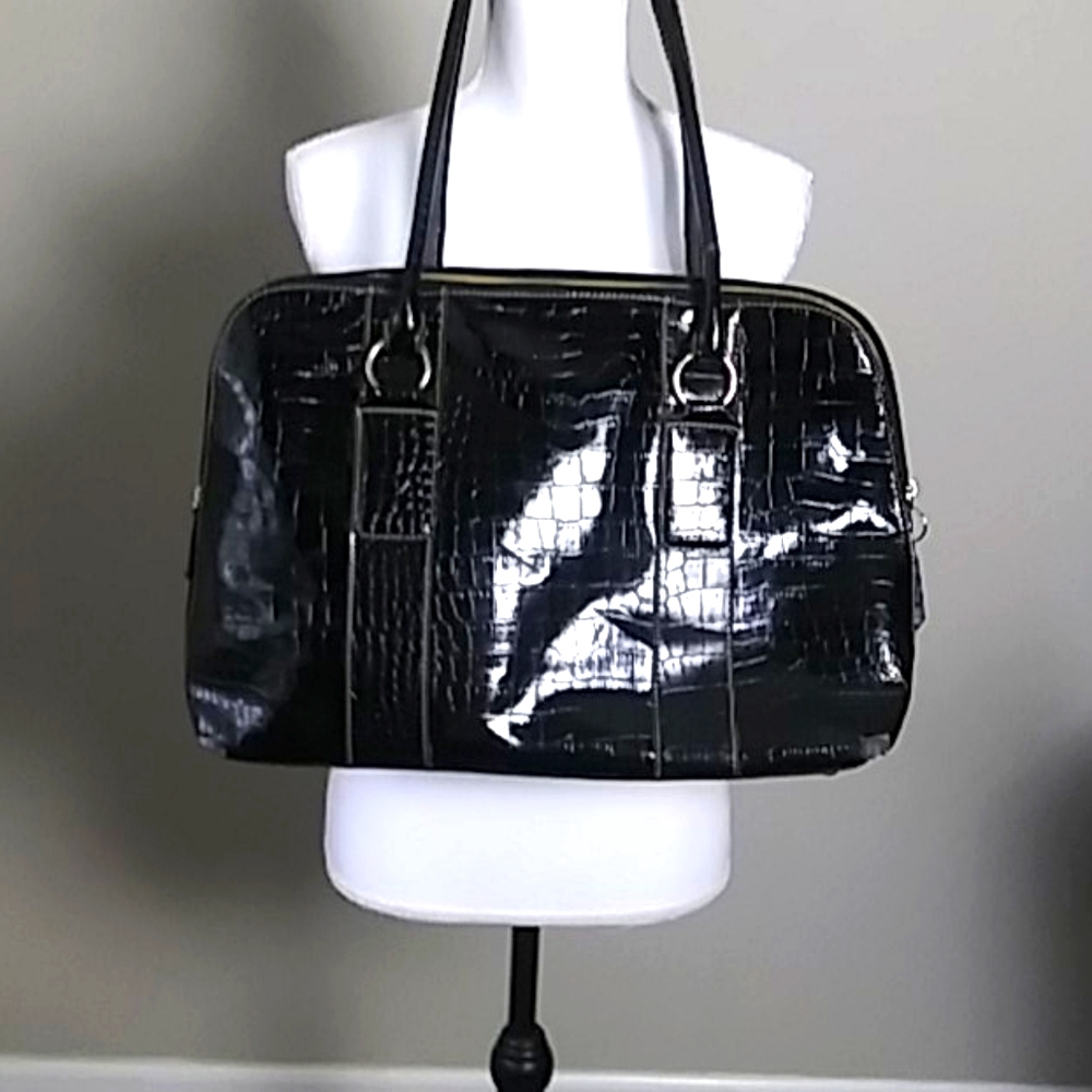 Attention purse faux crocodile texture